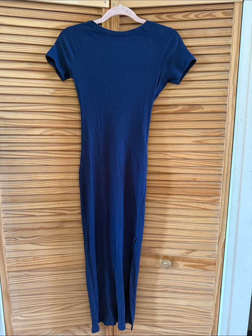 PINK Victoria's Secret Navy Ribbed Short-Sleeve Maxi Dress